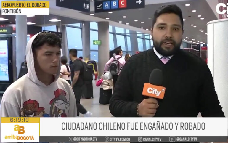 Chileno varado en aeropuerto de Colombia fue detenido en Concepción. Captura de pantalla