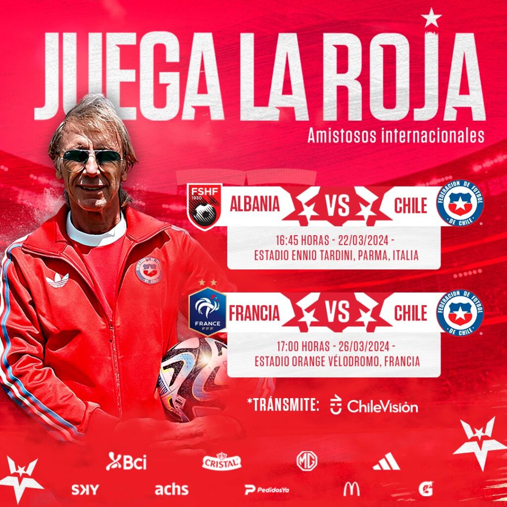 Partidos amistosos de la selección de Chile en los que se publicó la nómina || ANFP en X