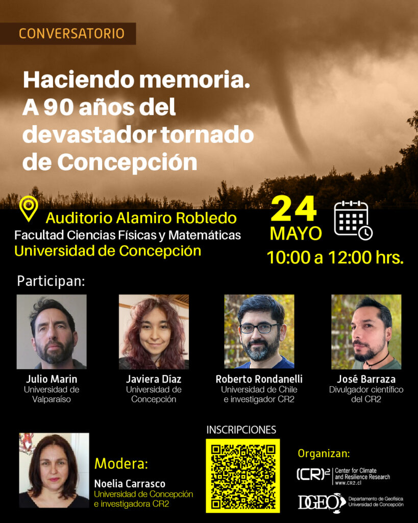 Afiche - A 90 años del tornado de Concepción || Comunicaciones Geofísica