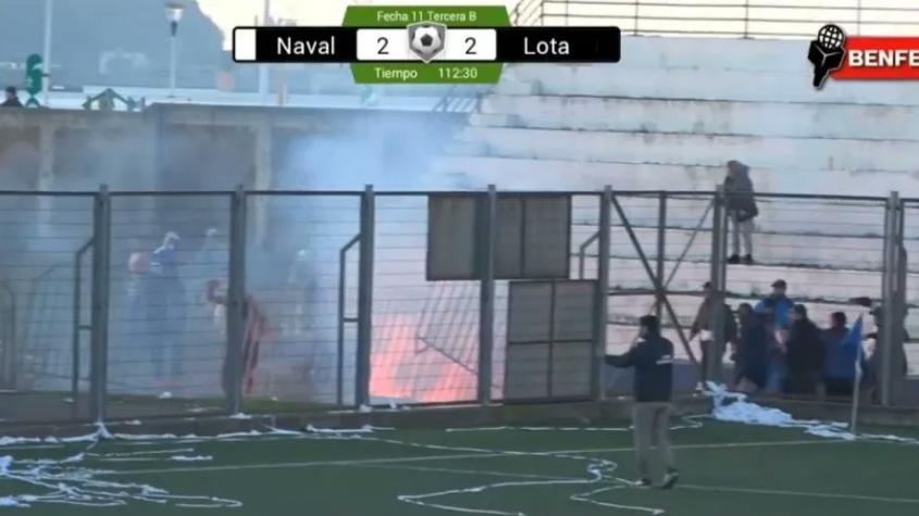 Graves incidentes ocurrieron entre hinchas de Lota Schwager y Naval en Tercera División B || Pantallazo