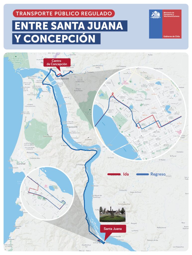 Mapa del recorrido Santa Juana - Concepción