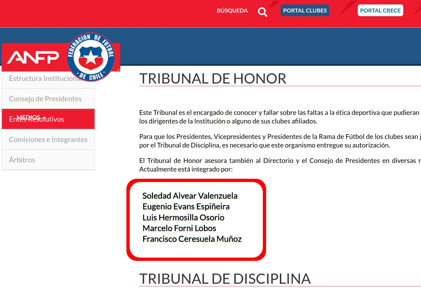 Tribunal de Honor ANFP con Luis Hermosilla