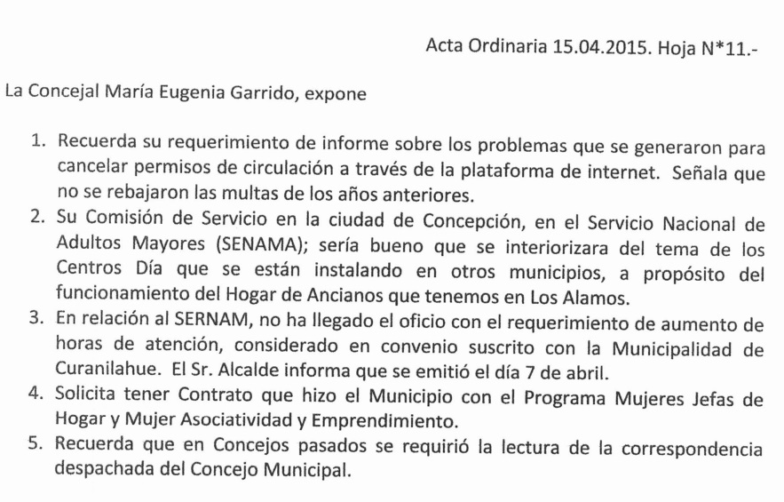 Actuaciones concejal María Eugenia Garrido Vega