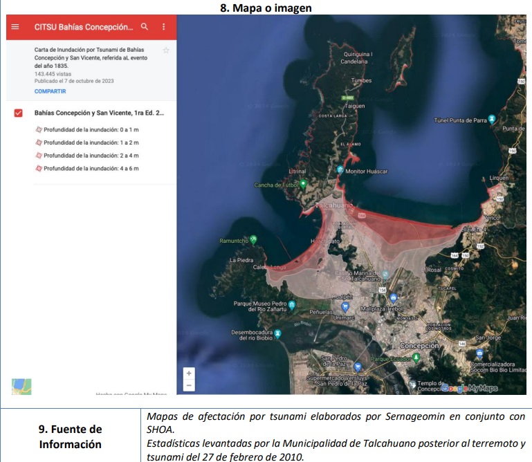 Mapa inundación por tsunami en Talcahuano Plan de Emergencia